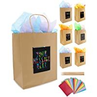 7 Bolsas de Regalo Marrón y Papel de Seda de Purple Ladybug Novelty| Bolsitas Kraft Originales 19x24x12 cm para…